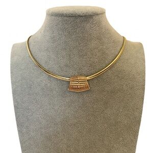 Zales 14k gold filigree modern contemporary omega necklace slide